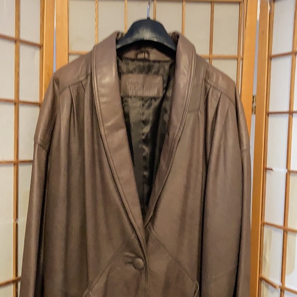 Vintage Jaqueline Ferrar long coat. Medium. Brown leather. - Picture 2 of 9